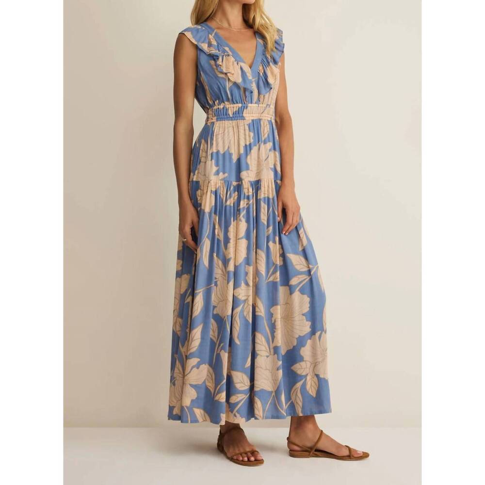 NEW Z SUPPLY malene bloom floral maxi dress in lake blue - Picture 4 of 4